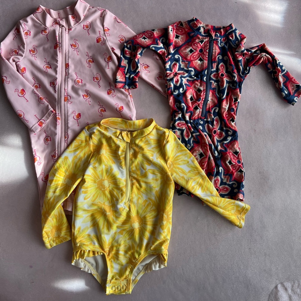 18M Baby Girl Rashguard One Piece Swimsuit Bundle